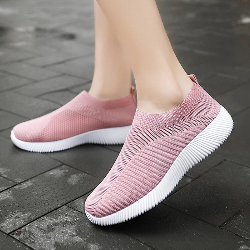 Women Vulcanized Shoes High Quality Women Sneakers Slip On Flats Shoes Women Loafers Plus Size 42 Walking Flat - Orkafit UK