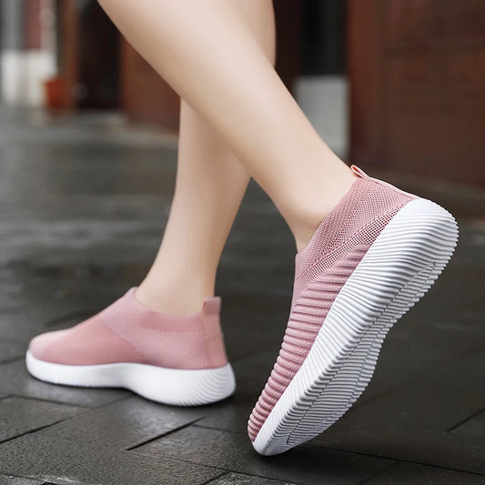 Women Vulcanized Shoes High Quality Women Sneakers Slip On Flats Shoes Women Loafers Plus Size 42 Walking Flat - Orkafit UK