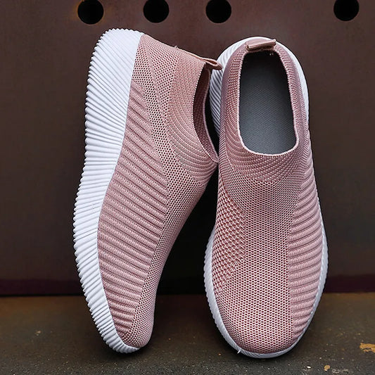 Women Vulcanized Shoes High Quality Women Sneakers Slip On Flats Shoes Women Loafers Plus Size 42 Walking Flat - Orkafit UK